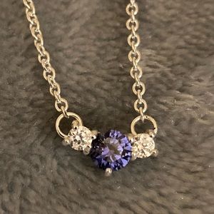 QVC sterling plated Tanzanite Cz necklace